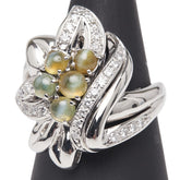 Pt900 プラチナ キャッツアイ2.23ct ダイヤ0.50ct リング 指輪 レディース 16.5号 【中古】